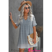 Blue Fever Pitch Pom Babydoll Tunic Dress