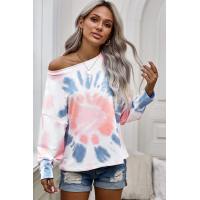 Pink Tie Dye Pullover Long Sleeve Top