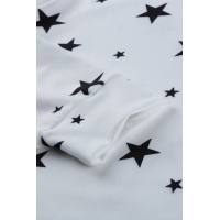 White Round Neck Star Print Long Sleeve Top