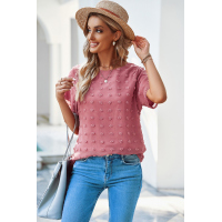 Swiss Dot Texture Short Sleeve Top