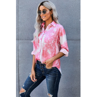 Pink Whirlwind Tie Dye Button Shirt with Pocket