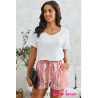 Pink Tie Dye Drawstring Casual Shorts