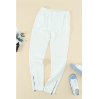 White Cropped Moto Jeggings