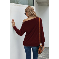 Red Ribbed Zip Knit Top