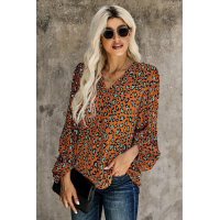 Brown Love You Boo Balloon Sleeve Blouse