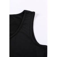 Black Scoop Neck Sleeveless Smocked Tank Dress