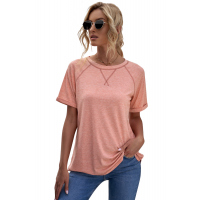 Pink Heathered Round Neck T-shirt