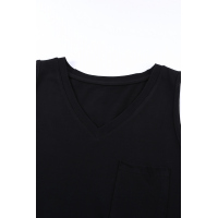 Black Chest Pocket Tank Mini Dress