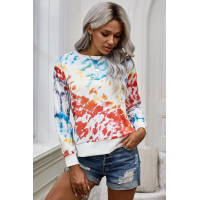 High Low Hem Tie-dye Print Top with Slits