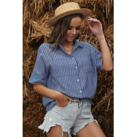 Blue Short Sleeve Striped Shirt