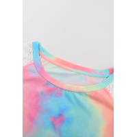 Bright Tie-dye Crochet Raglan Tee