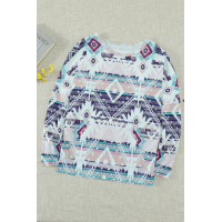 Multicolor Rustic Tribal Front Pocket Long Sleeve Top