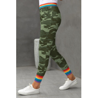 Rainbow Stripe Green Camo Casual Pants