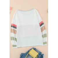 Oversized Colorblock Patchwork Long Sleeve Top