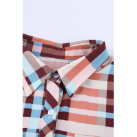 Multi-color Plaid Button Long Sleeve Pocket Shirt