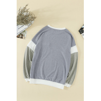 Splicing Sleeve Gray Knit Top