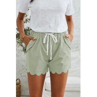 Green Casual Drawstring Pocket Shorts