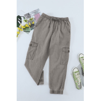 Gray Drawstring Cargo Pocketed Joggers