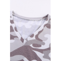 Gray Camouflage Print Short Sleeve Tee