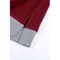 Wine Red Colorblock T-shirt with Slits