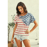 American Flag Asymmetric Blouse