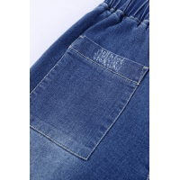 Blue Pocketed Distressed Denim Joggers