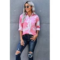 Pink Whirlwind Tie Dye Button Shirt with Pocket