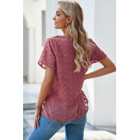 Swiss Dot Texture Short Sleeve Top