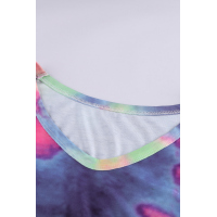 Blue Tie-dye V Neck Long Sleeves Top