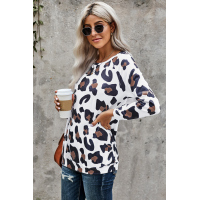 White Leopard Long Sleeve Top