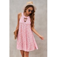 Pink Leopard Sleeveless Mini Dress