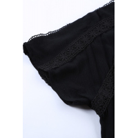 Black Crochet Eyelet Short Sleeves Top