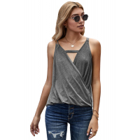 Gray Wrap Front Tank Top