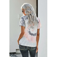 Gray Raglan Sleeves Tie Dyed Tee