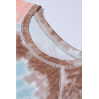 Brown Raglan Sleeves Tie Dyed Tee