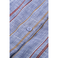 Blue V Neck Stripes Roll up Sleeve Button Shirt