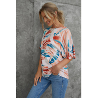 Tie-dye Print Flowy Dolman Top