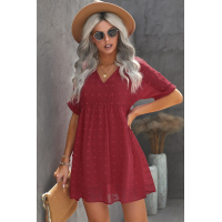 Red Fever Pitch Pom Babydoll Tunic Dress