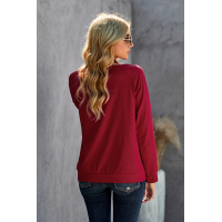 Burgundy THANKFUL Print Off Shoulder Long Sleeve Top without Strap