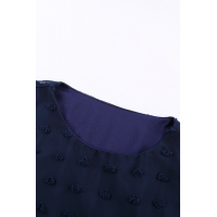 Navy Swiss Dot Texture Short Sleeve Top