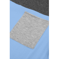 Sky Blue Color Block Pocketed T Shirt