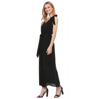 Black Bowknot Shoulder Straps Jersey Dress with Belt