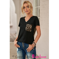 Leopard Printed Splicing T-Shirt