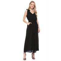 Black Bowknot Shoulder Straps Jersey Dress with Belt