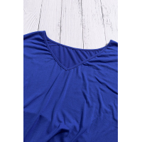 Blue V Neck Cuffed T-shirt Dress