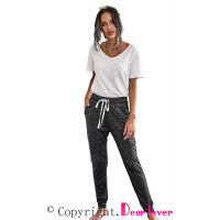 Heathered Black Pocketed Casual Joggers