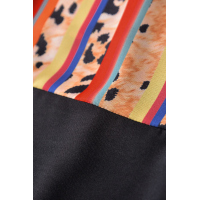 Colorful Striped Leopard Splicing T-Shirt 