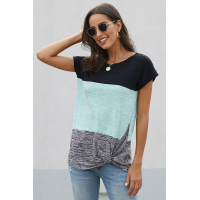 Green Color Block Twist Tee