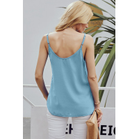 Sky Blue Spaghetti Strap Buttoned Tank Top