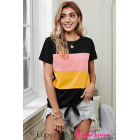 Color Block Panel Front T-shirt with Knot